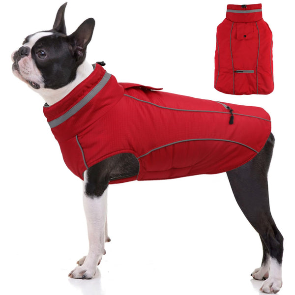 Reflective Windproof Dog Winter Coat – Red M