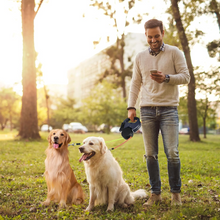 Dual Retractable Reflective Dog Leash – 360 Swivel