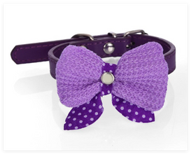 Wool Knitted Bow Pet Collar