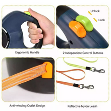 Dual Retractable Reflective Dog Leash – 360 Swivel