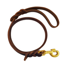 Short Leather Dog Training Leash – Brown 2.5ft
