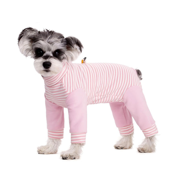 Small Dog Recovery Suit & Pajamas – Pink Stripe (L)
