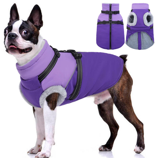 Waterproof Zipper Fleece Lined Dog Puffer Jacket