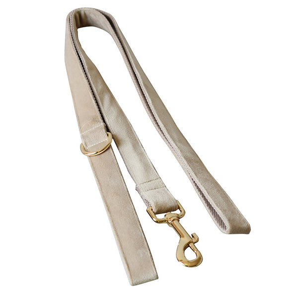 Nude Velvet Bow Pet Collar Set