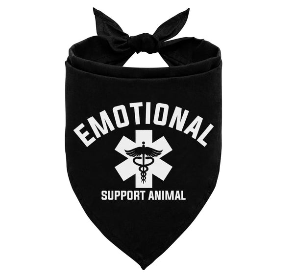 "Emotional Support Animal" Dog Bandana – Black