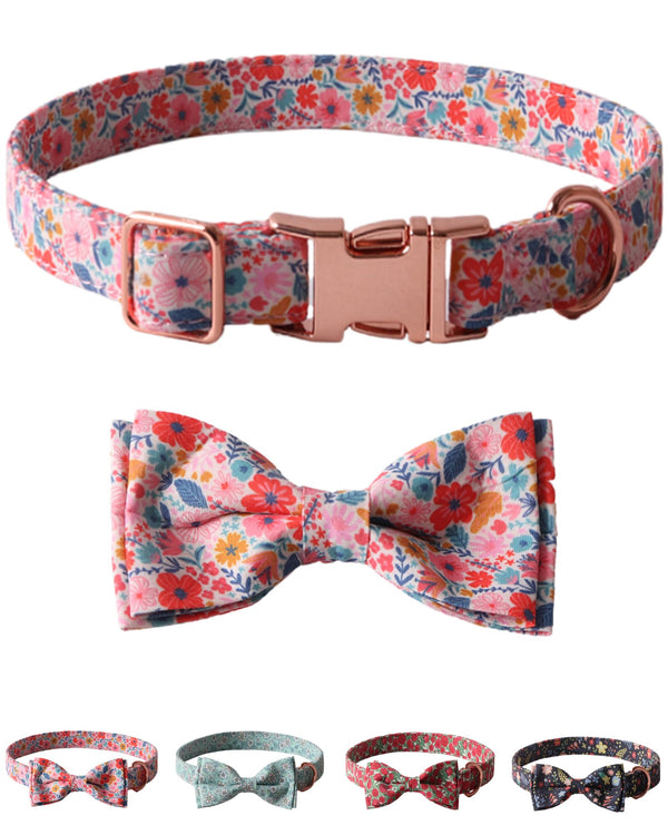 Pink Bowtie Dog Collar with Metal Buckle – Large