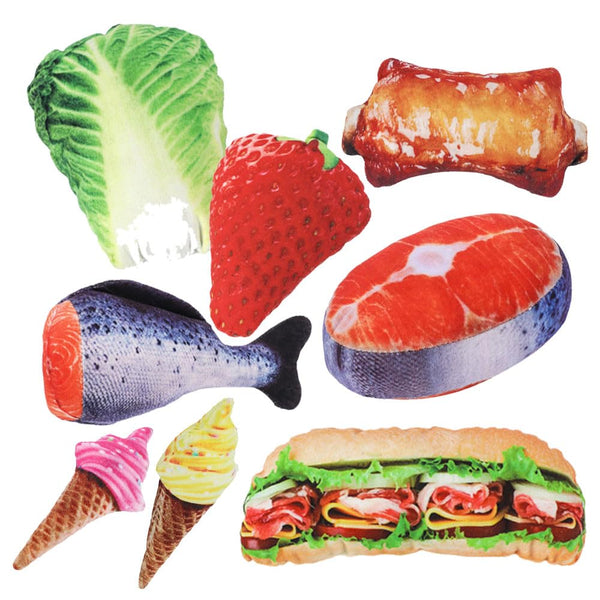 Food-Shaped Squeaky Plush Dog Toys