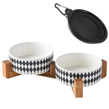 Elevated Ceramic Dog Bowls with Stand – Black (28oz)