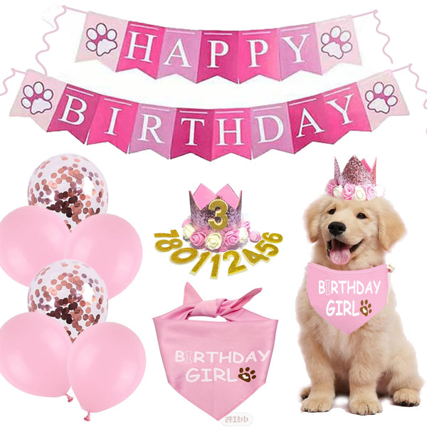 Dog Birthday Party Supplies Set – Pink Small