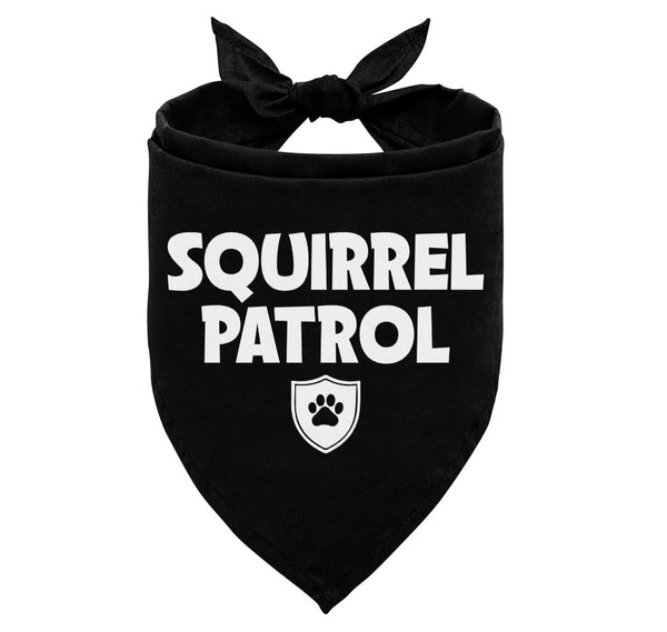 "Squirrel Patrol" Dog Bandana – Black