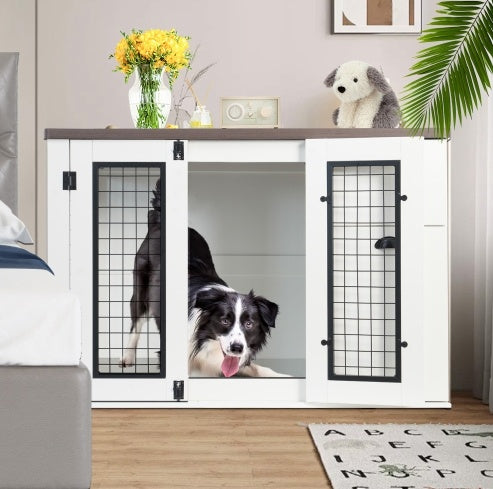 Furniture-Style Wooden Dog Crate – Side Table