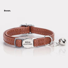 Engraved Leather Collar with Bell