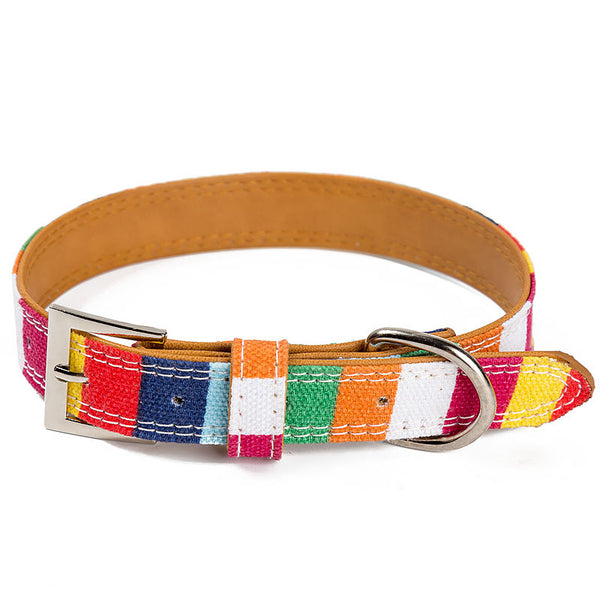 Colorful Striped PU Pet Collar