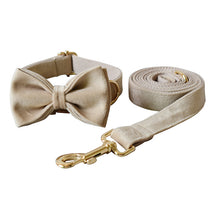 Nude Velvet Bow Pet Collar Set