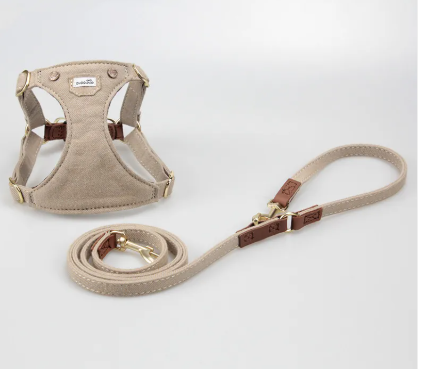 Denim & Leather Small Dog Harness