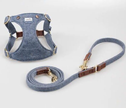 Denim & Leather Small Dog Harness