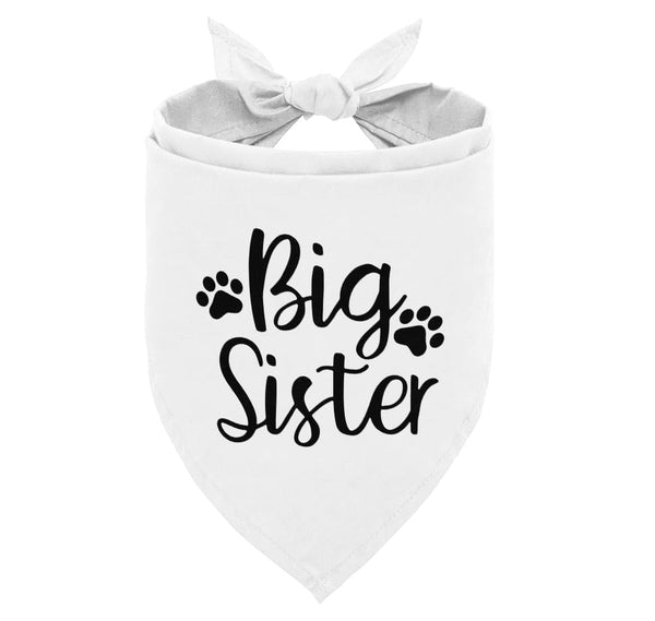 "Big Sister" Dog Bandana – White