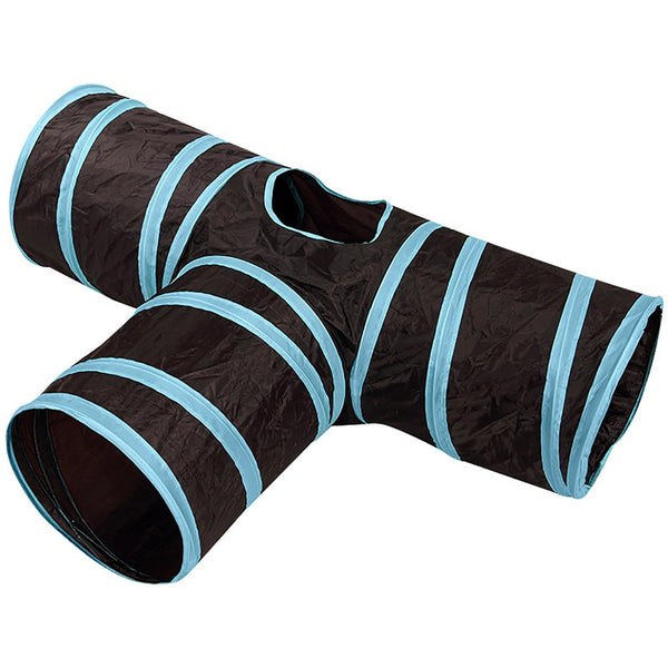 Collapsible 3-Way Pet Play Tunnel – Black