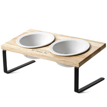 Elevated Dog Bowl Stand with Ceramic Bowls – White