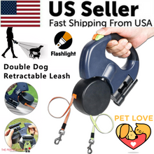 Dual Retractable Reflective Dog Leash – 360 Swivel