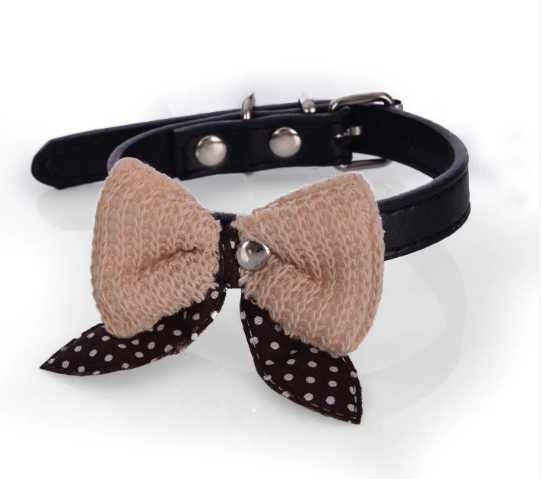 Wool Knitted Bow Pet Collar