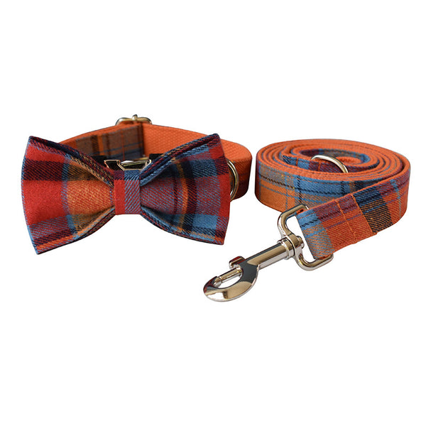 Orange Velvet Dog Collar & Rope Set