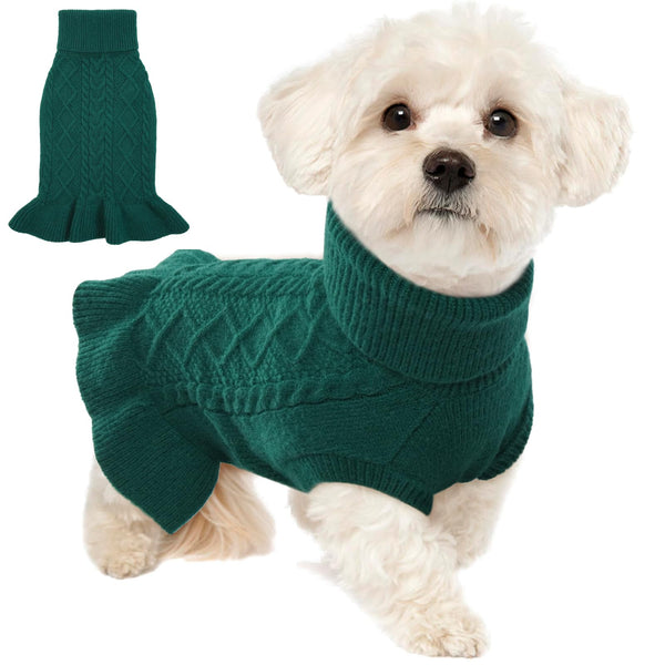 Cable Knit Turtleneck Dog Sweater – Small Dogs