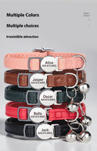 Engraved Leather Collar with Bell