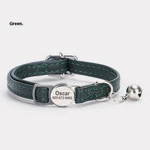 Engraved Leather Collar with Bell