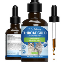 Pet Wellbeing Throat Gold for Cats - Supports Throat Comfort Upper Respiratory Health Occasional Throat Hoarseness Slippery Elm Mullein - Veterinarian-Formulated Herbal Supplement 2 oz (59 ml)
